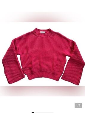 Never A Wallflower Vibrant Pink chunky knit Crew Neck Sweater